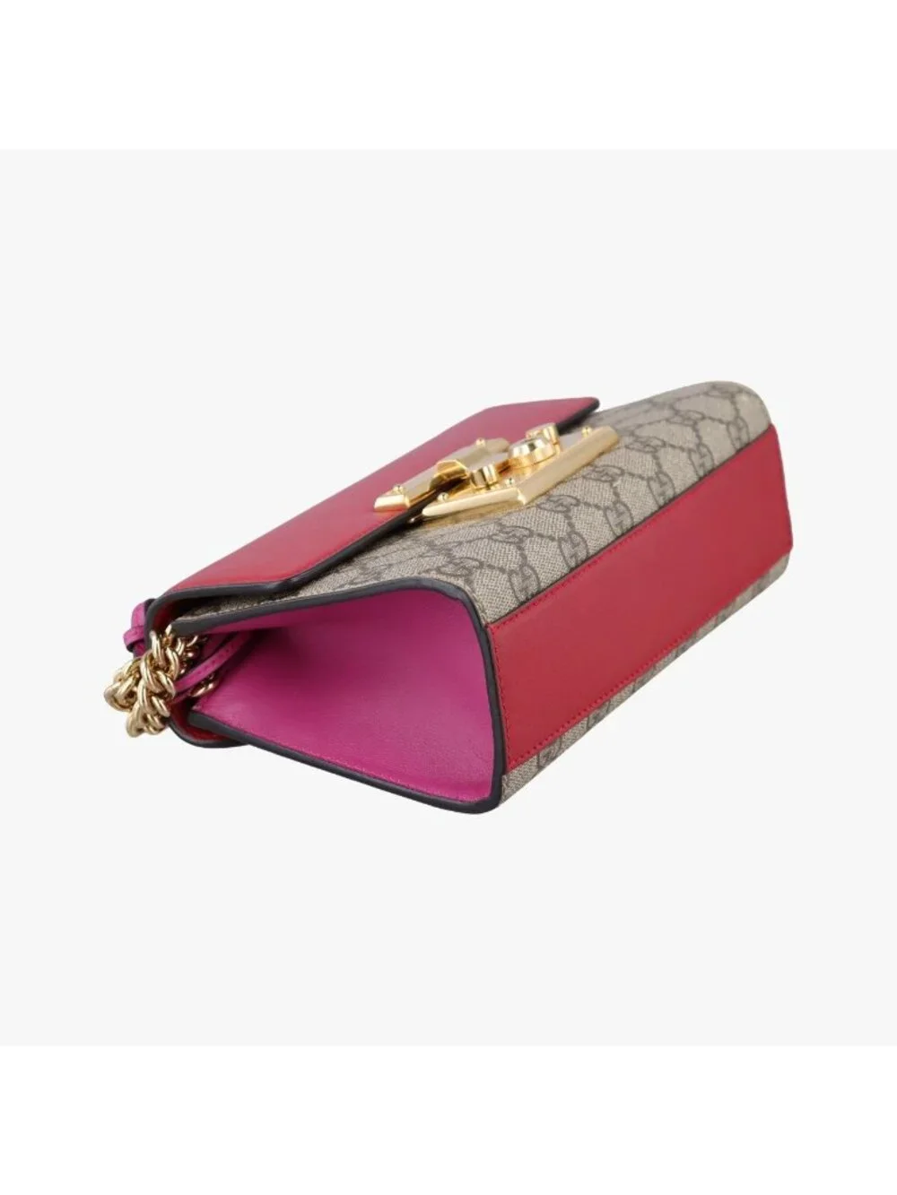 Gucci Padlock Beige Red Pink Leather Shoulder Bag